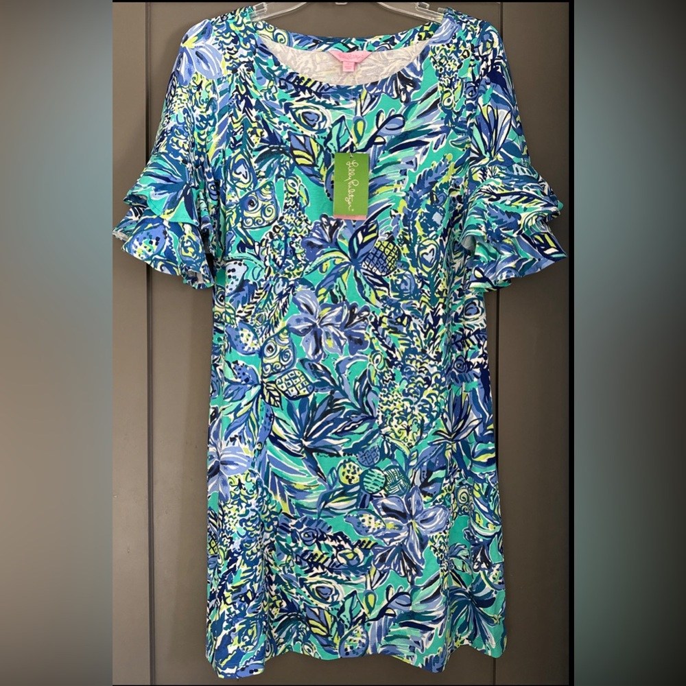 NWT 168 Lilly Pulitzer LULA DRESS Sz 2 Ruffle 3/4 Sleeve